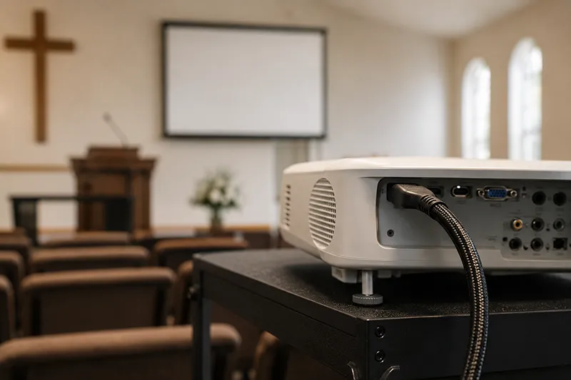 hdmi cable connector to projector in a church